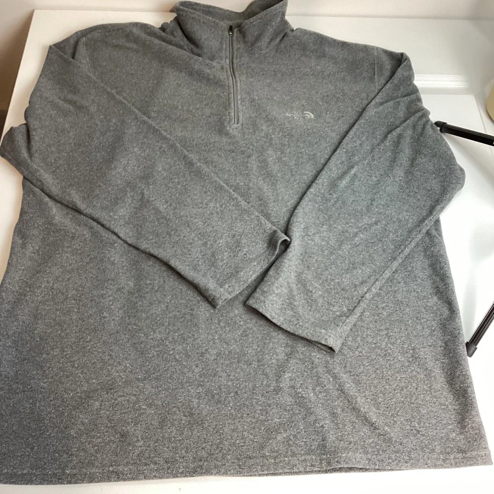The North Face Mens TKA 100 Glacier 1/4 Zip Fleece Pullover Grey XXL ALD0 TB50